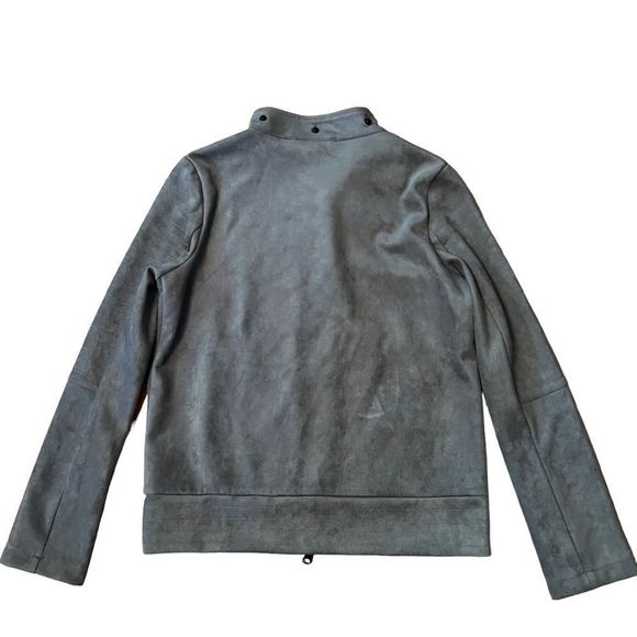 Bench jacket Alcantara Zip Up Biker Gray Size Medium - Picture 8 of 10